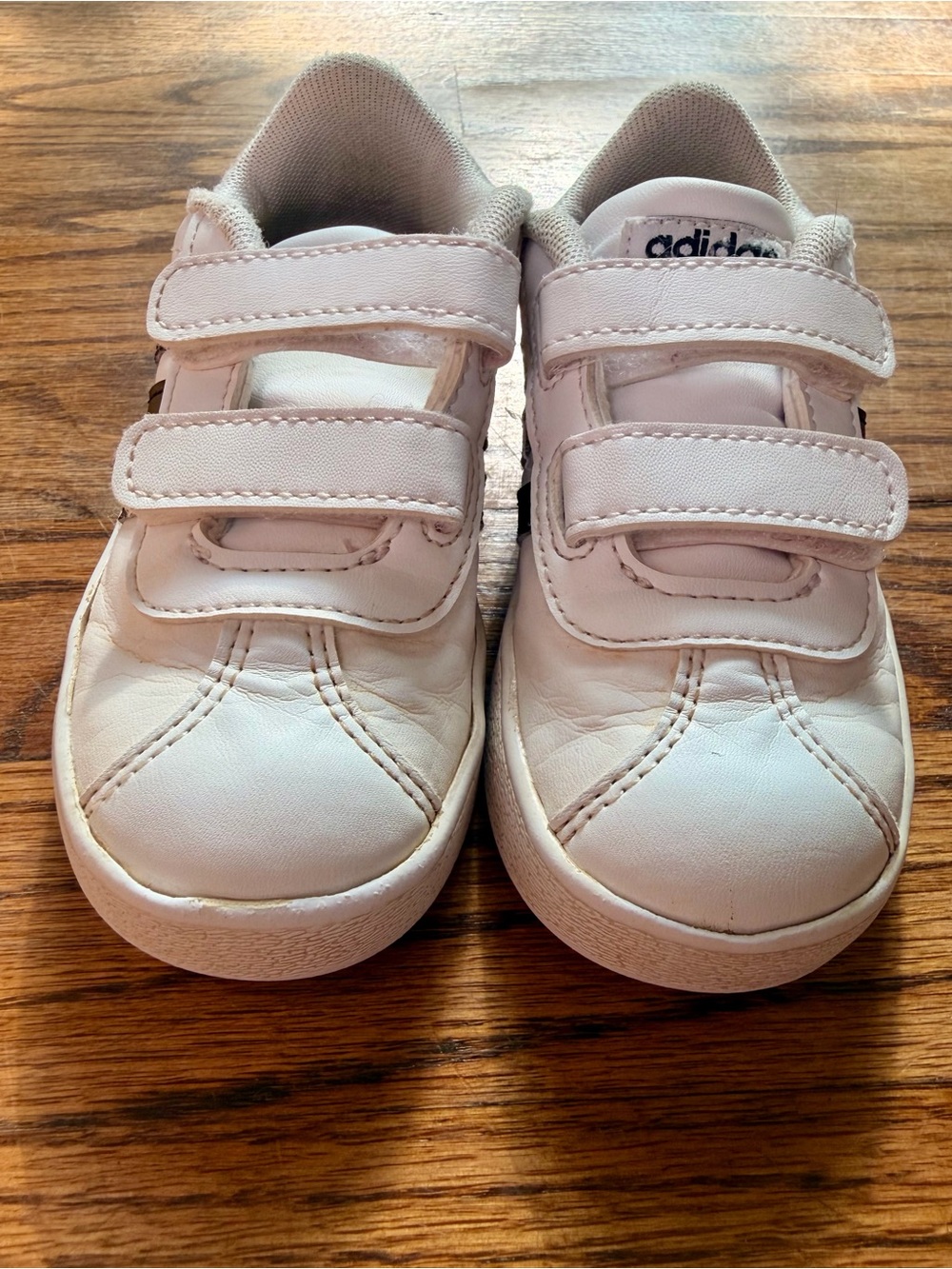 adidas Toddler Sneakers 8K White Velcro Shoes - Picture 5 of 8
